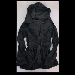 Grey hooded winter coat